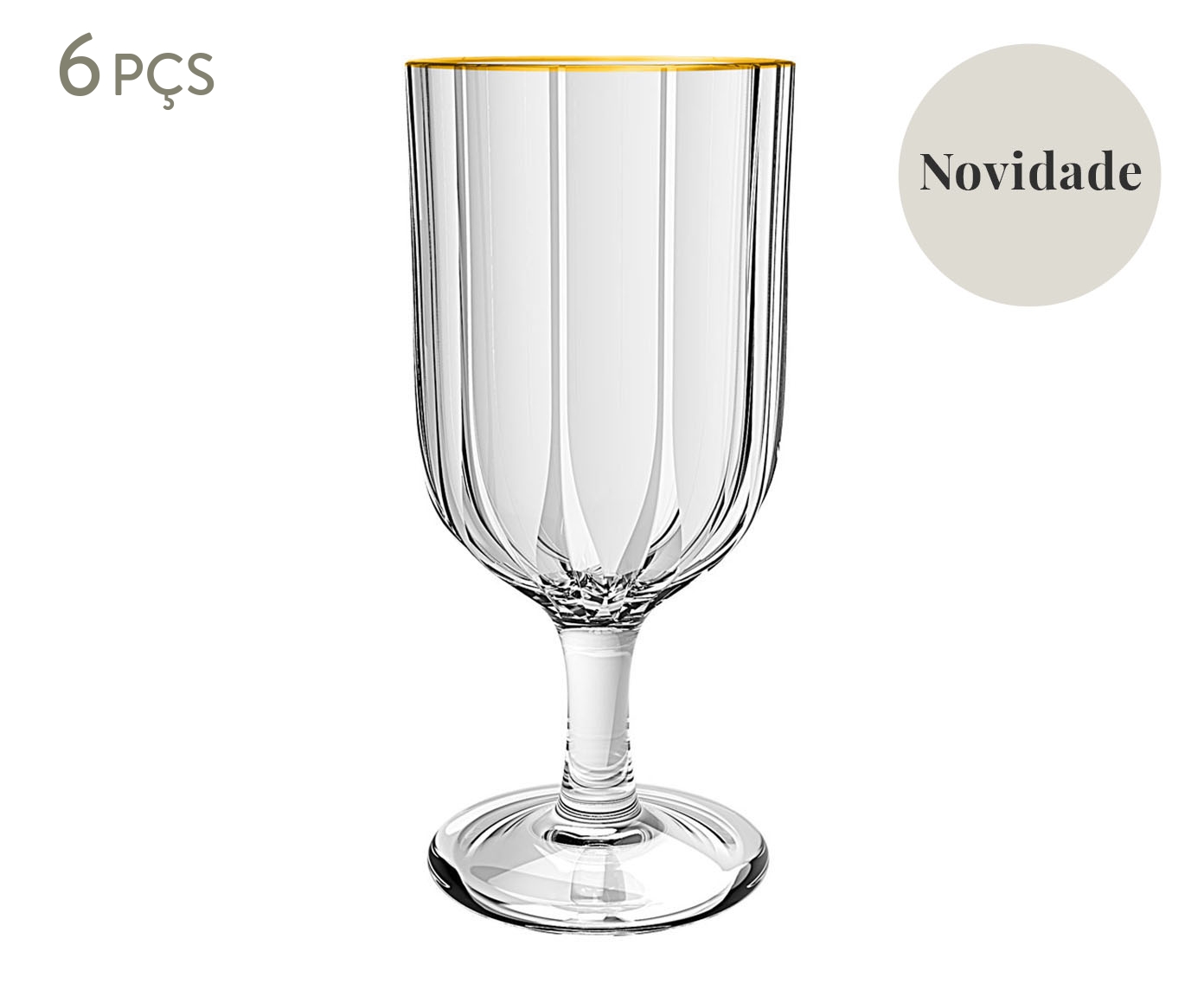 Jogo de Ta&ccedil;as com Borda Dourada Refinatto - image 0