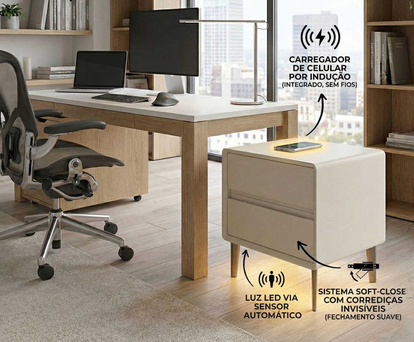 Mesa de Cabeceira Inteligente Smart Genius Vainilla image number 4