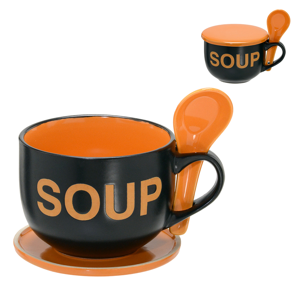 Caneca para Sopa Ratingen Preto e Laranja - image 0
