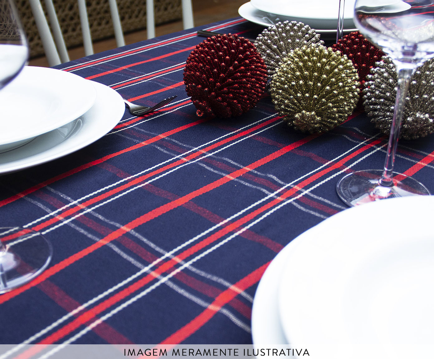 Toalha de Mesa Xadrez Azul e Vermelho image number 4