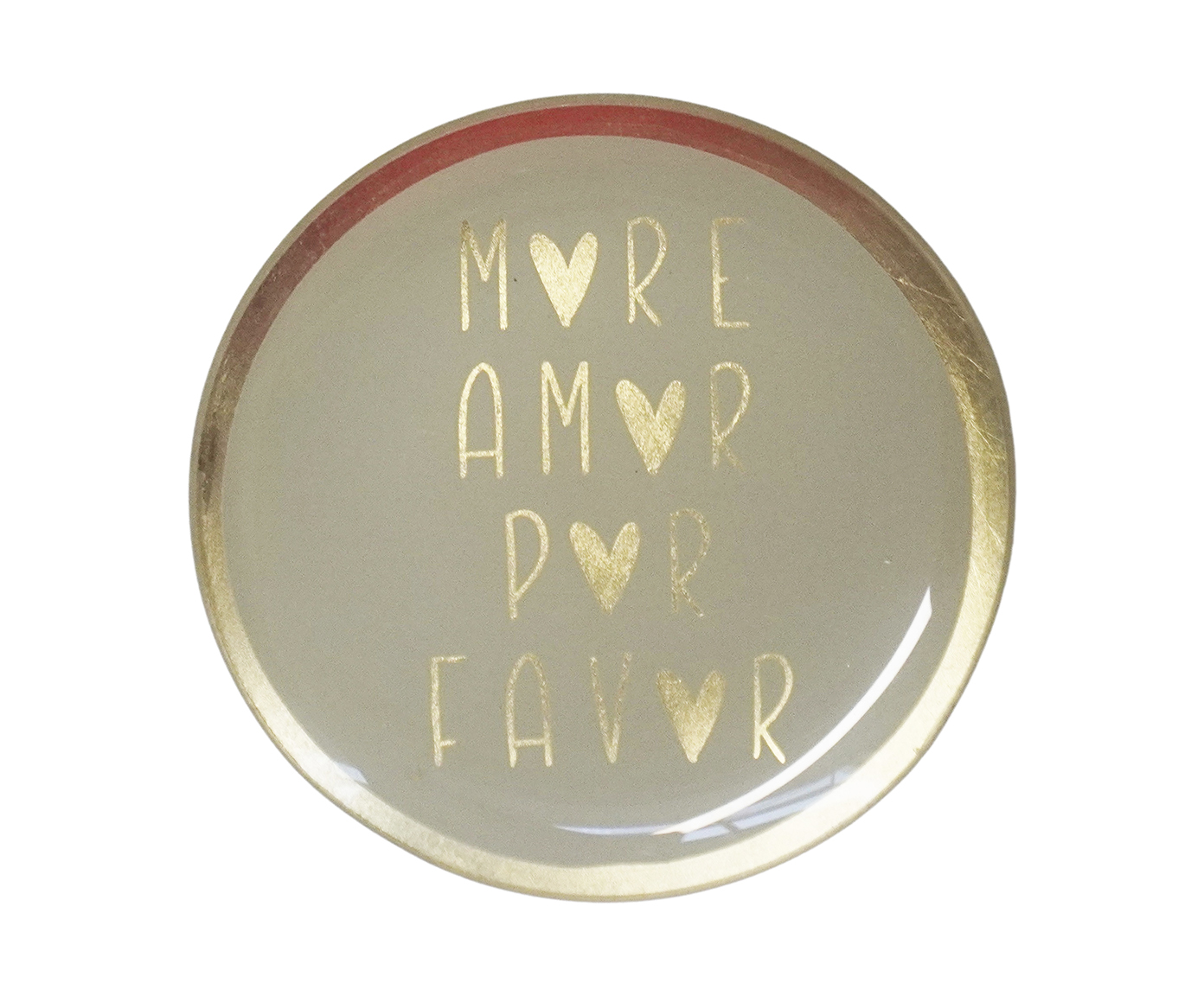 Prato Porta-Objeto Mais Amor Branco e Dourado - 13 cm - image 0