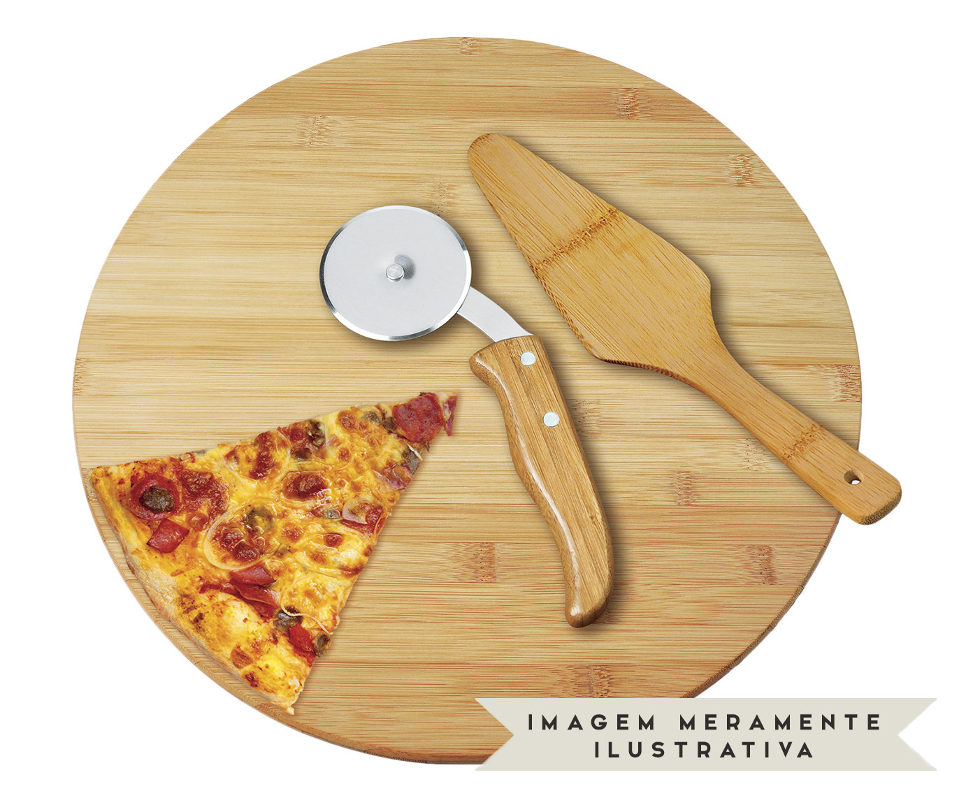 Jogo para Servir Pizza em Inox E Bambu Napoli image number 2