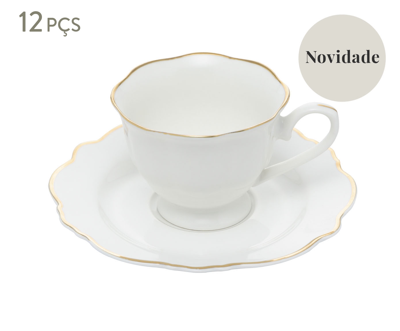 Jogo de X&iacute;caras para Caf&eacute; com Fio Dourado - image 0
