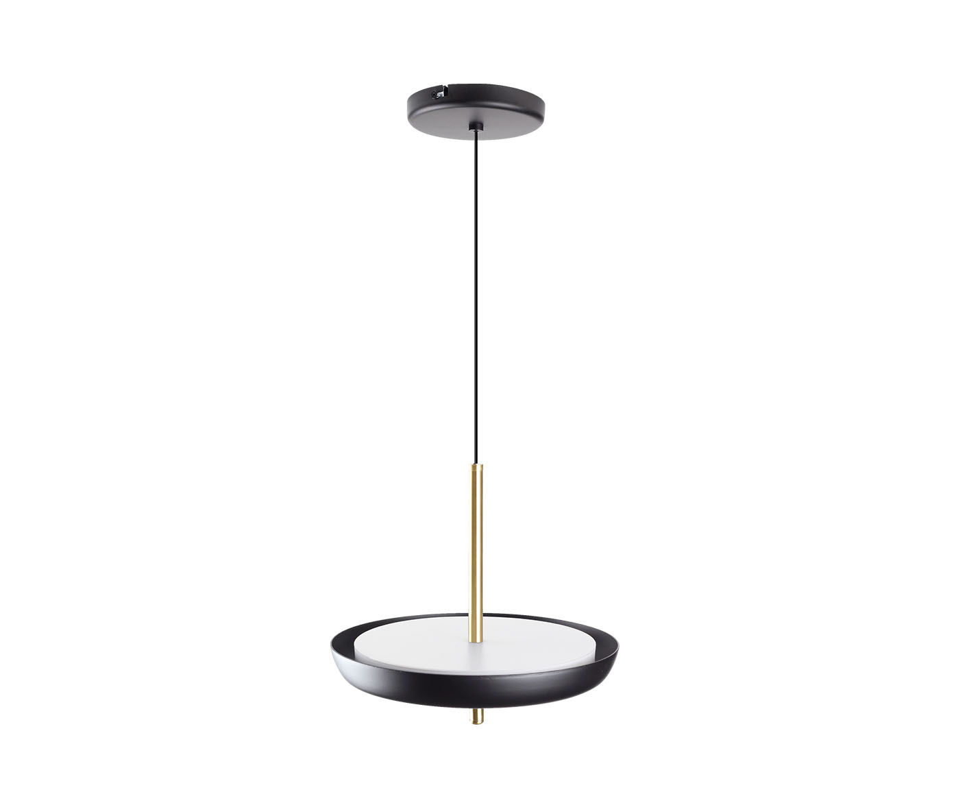 Pendente Dalu Indireto Bivolt - Preto e Dourado Escovado - image 0