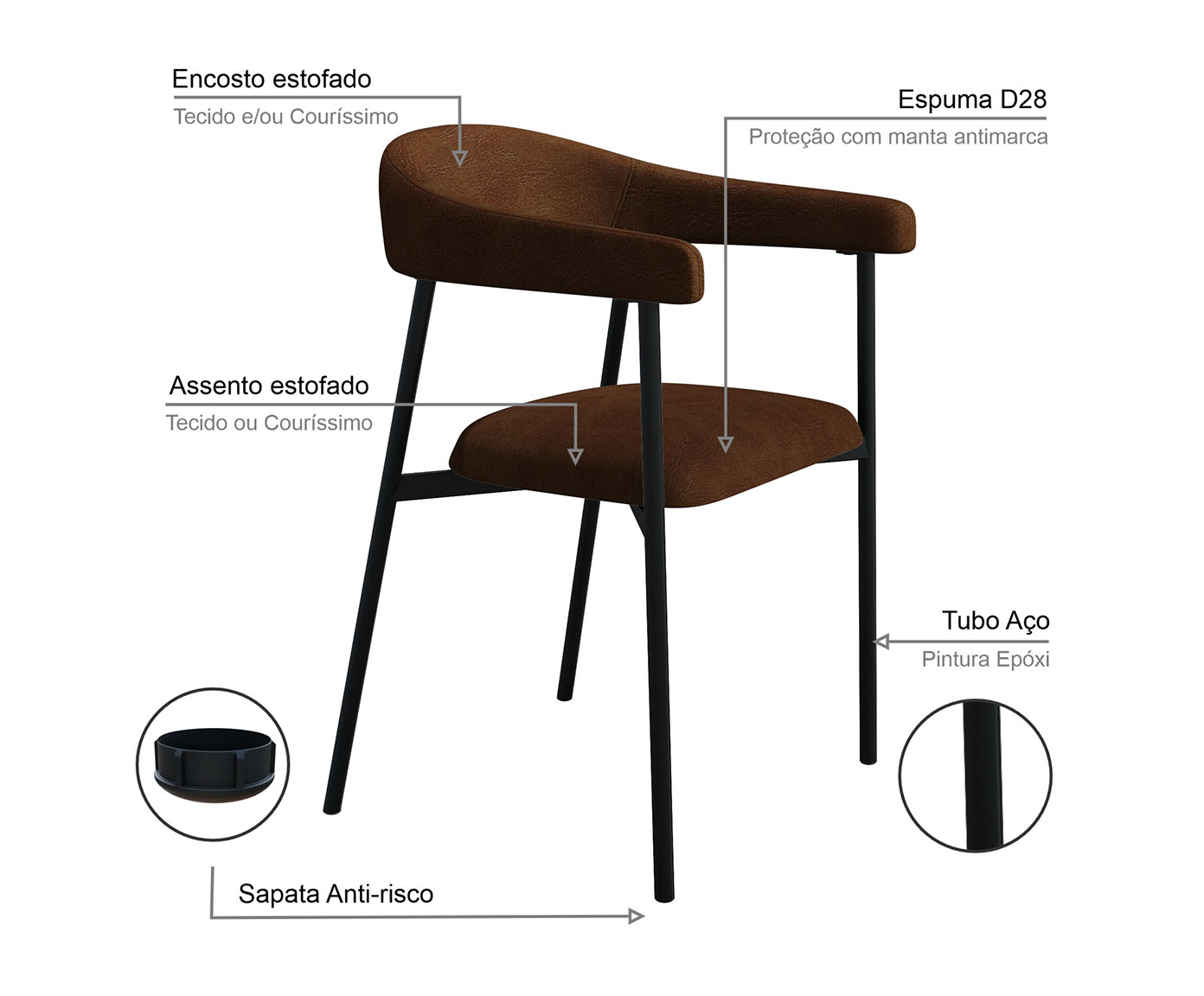 Jogo de Cadeiras de Jantar Angel Tecido Whisky image number 2