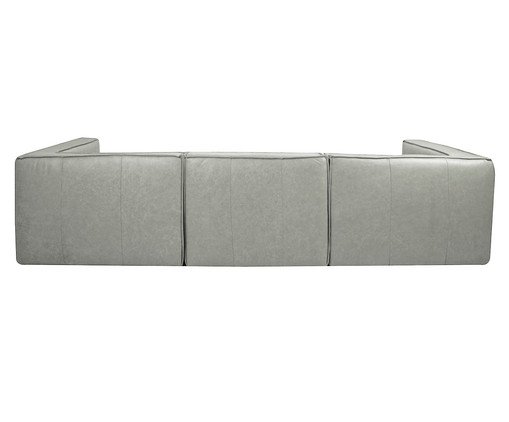 Sof&aacute; 3 M&oacute;dulos Chaise Direito Mensa em Couro Cinza image number 3