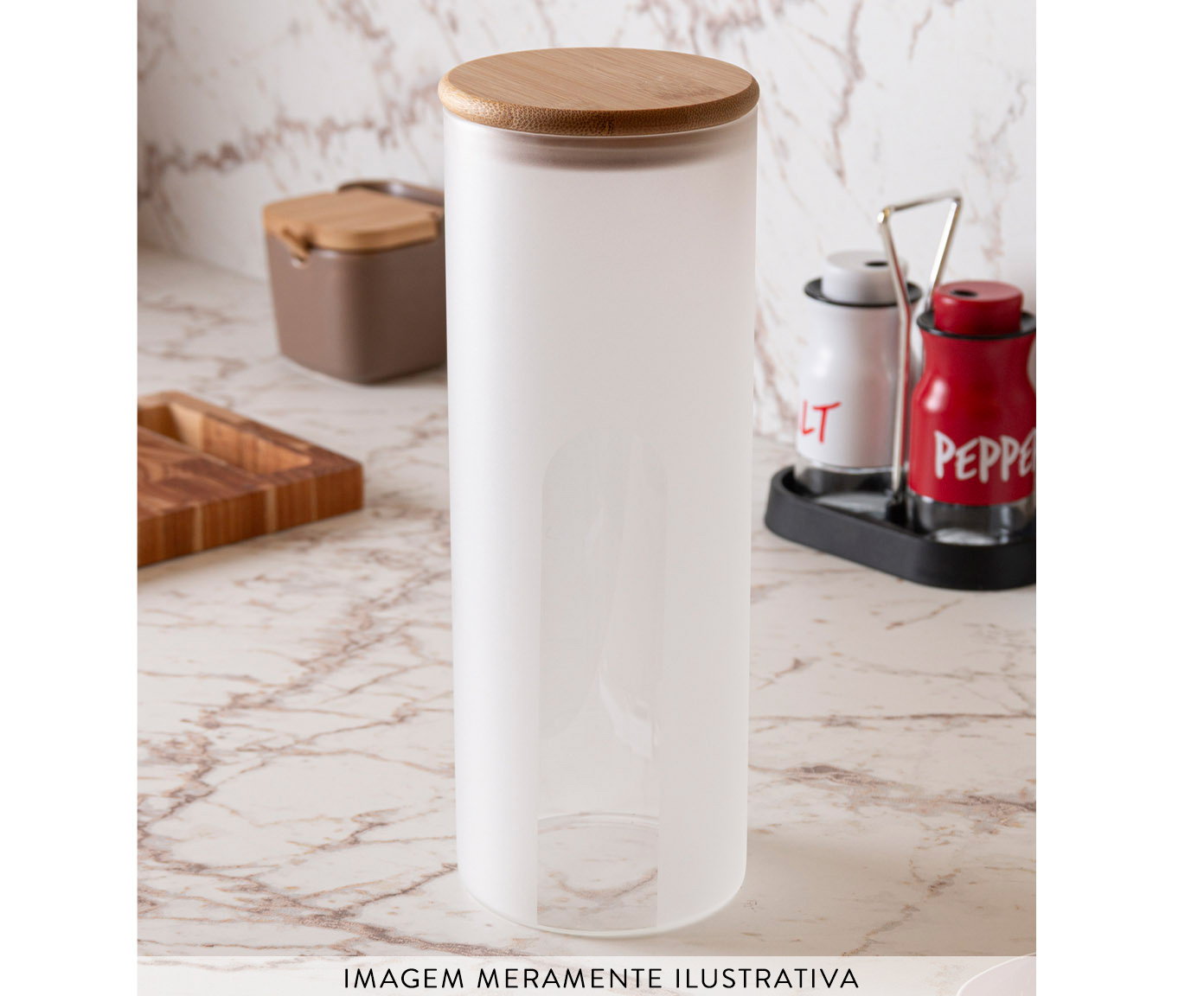 Pote com Tampa Bambu Frosted - 1,88L - image 1