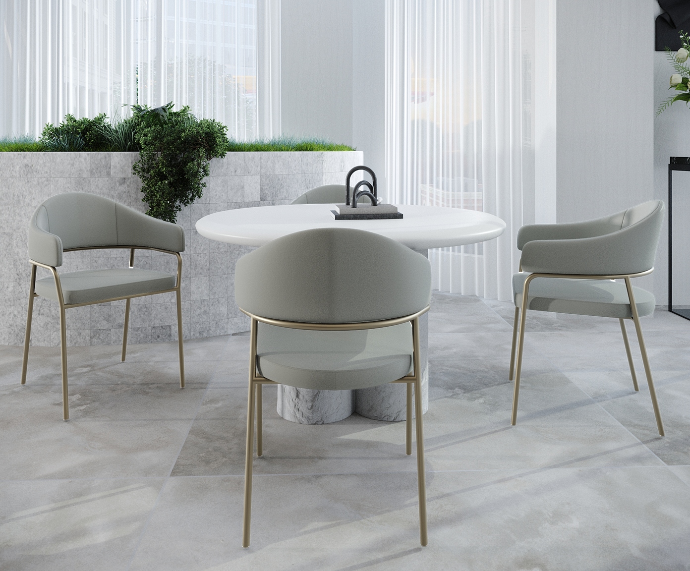 Cadeira de Jantar OliviaTecido Champanhe Off White image number 4