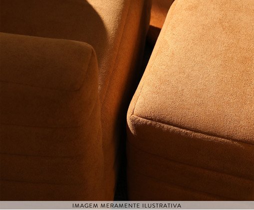 Poltrona com Puff Gom em Boucle aveludado - Amarelo Ocre image number 6
