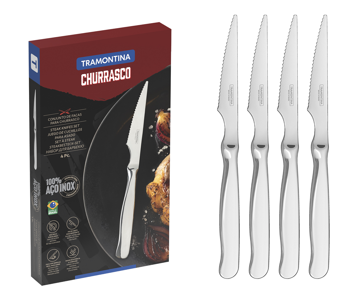 Jogo de Facas para Churrasco em Inox Zurique - image 1
