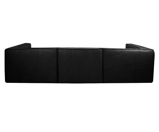 Sof&aacute; 3 M&oacute;dulos Chaise Direito Mensa em Couro Preto image number 3