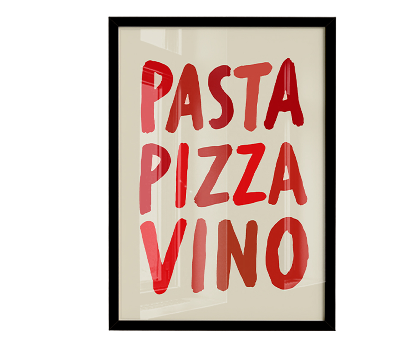 Quadro Pasta Pizza & Vinocom Moldura Preto - image 0