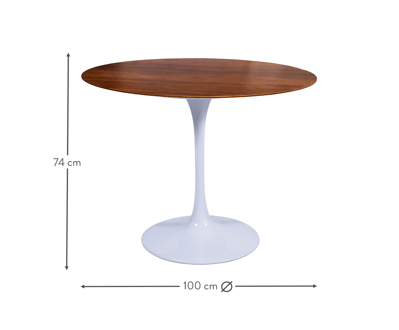Mesa Saarinen Redonda Imbuia Base Branca image number 2