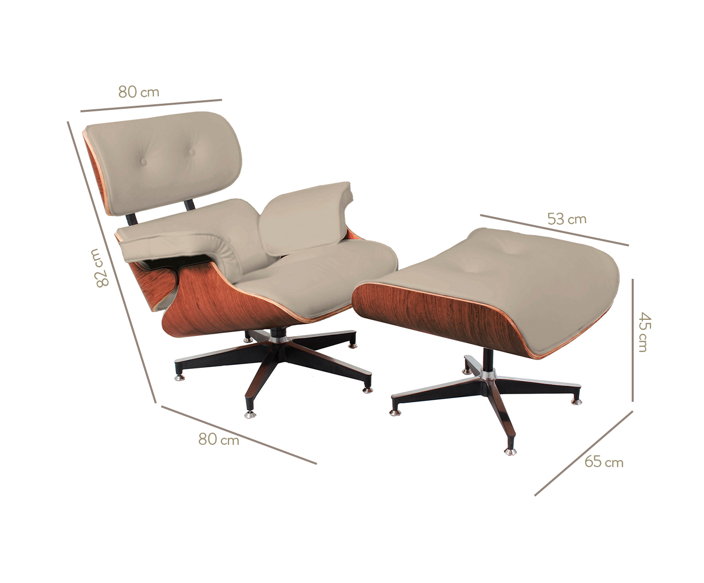 Poltrona e Pufe em Courino Charles Eames - P&eacute;rola e Caramelo image number 4