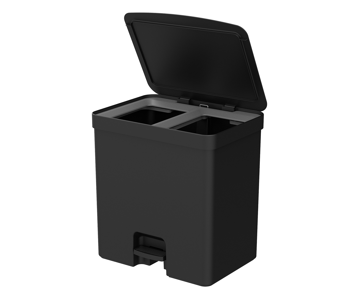 Lixeira de Pedal Dual Compartiment Trium Preto Fechado - image 0