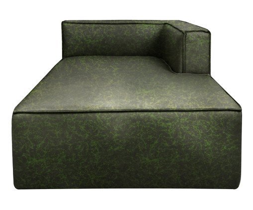 Sof&aacute; M&oacute;dulo Chaise Direito Mensa em Couro Verde - image 0