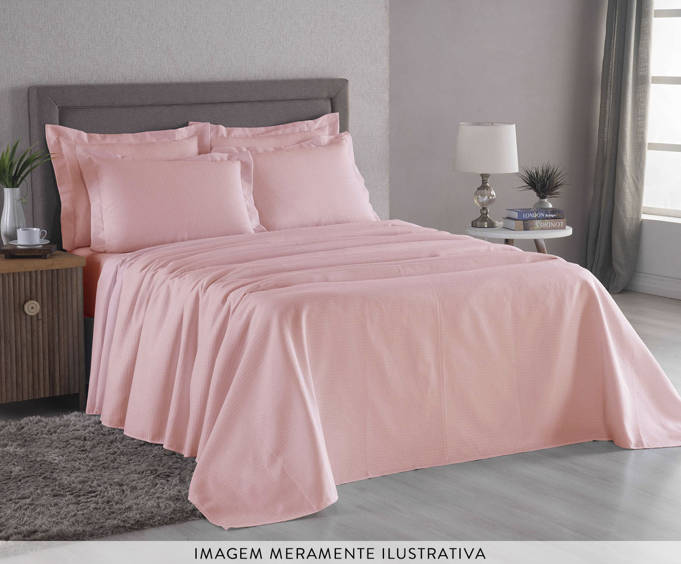 Jogo de Cobre-Leito Piquet Collor Rose - image 1
