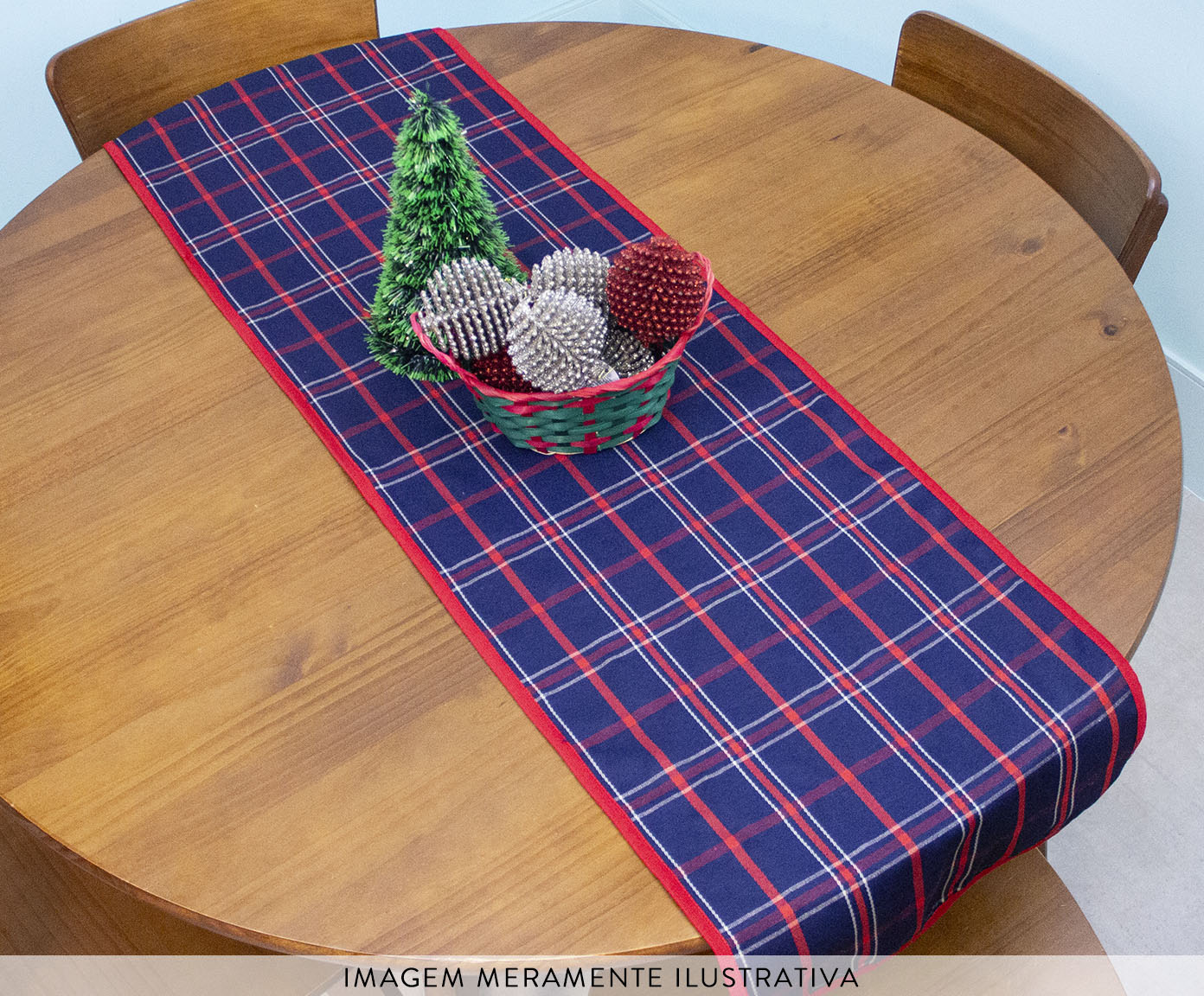 Trilho de Mesa Xadrez Azul e Vermelho - image 1