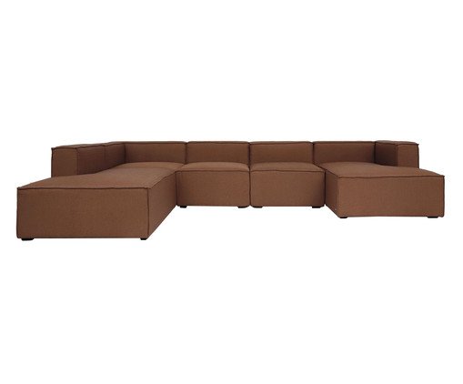 Sof&aacute; 5 M&oacute;dulos Chaise e Encosto Parcial Direito Mensa Terracota image number 2