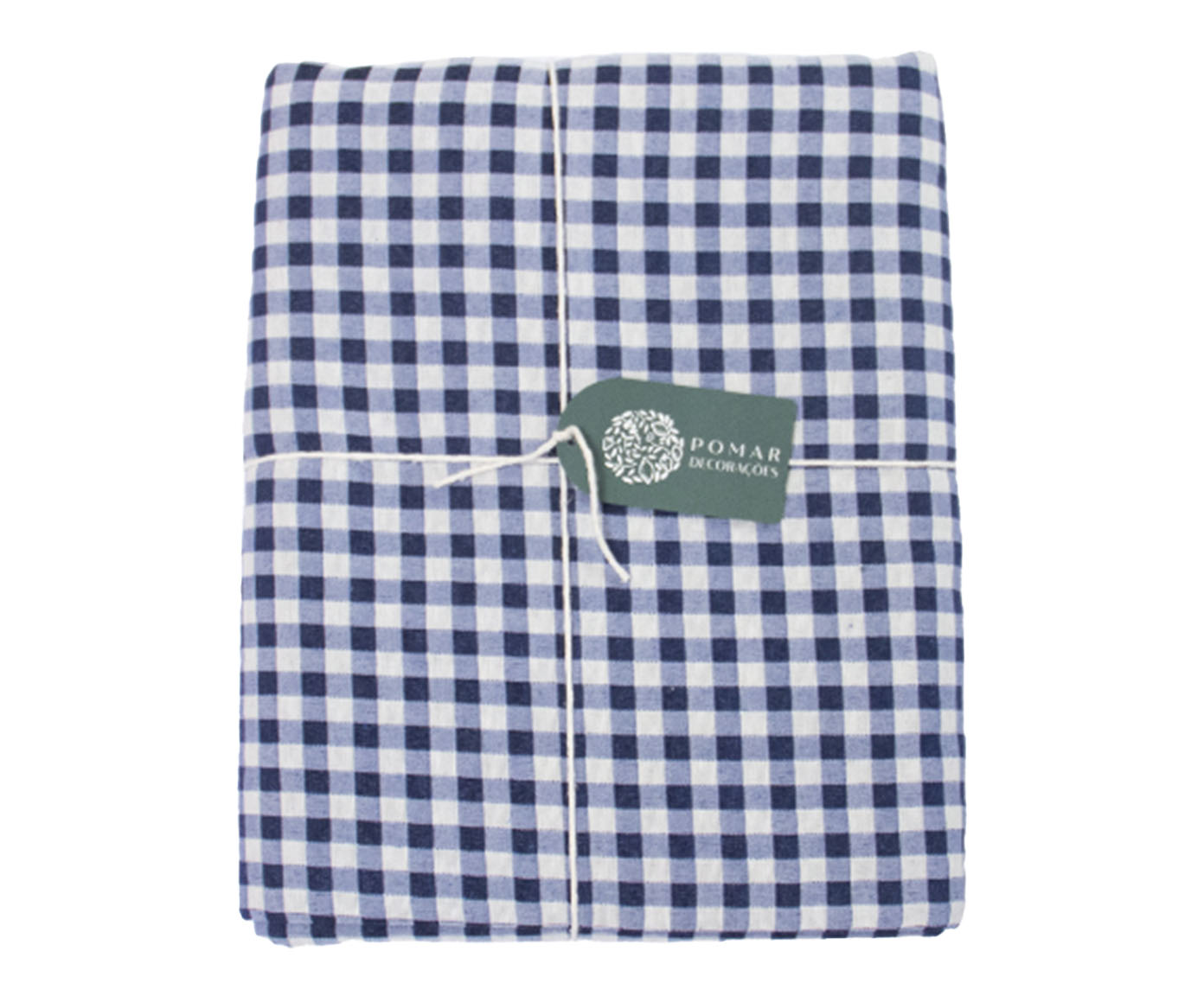 Toalha de Mesa Xadrez Azul e Branco Redonda - image 1