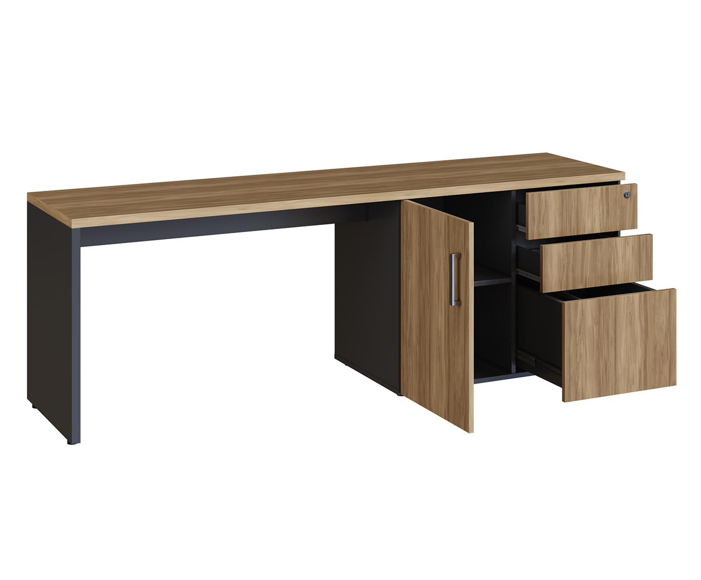 Conjunto Mesa Escrit&oacute;rio e Balc&atilde;o - Preto image number 3