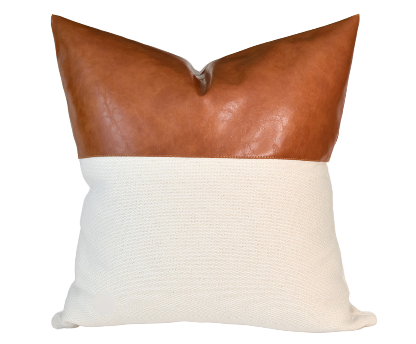 Almofada em Linho e Couro Premium Collection - Off White e Acobreada - image 0