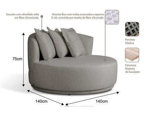 Sof&aacute; Chaiselongue Heloisa Cinza image number 3