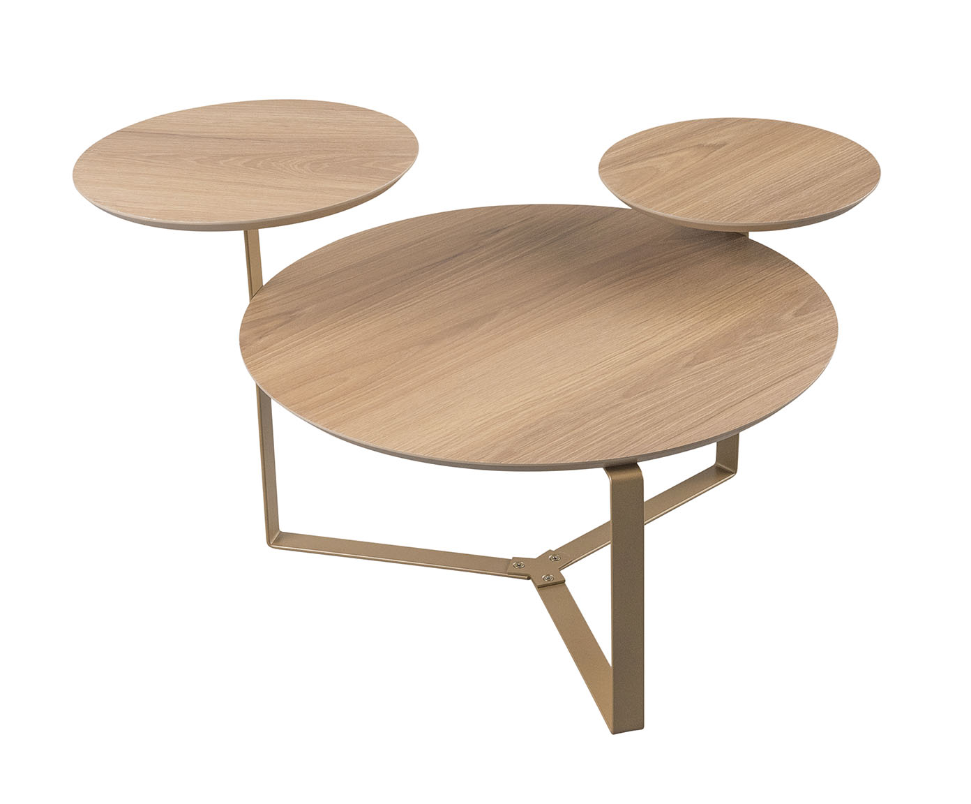 Mesa de Centro Tr&ecirc;s Tampos Chanfrada Org&acirc;nica Hanover e Dourado - image 1