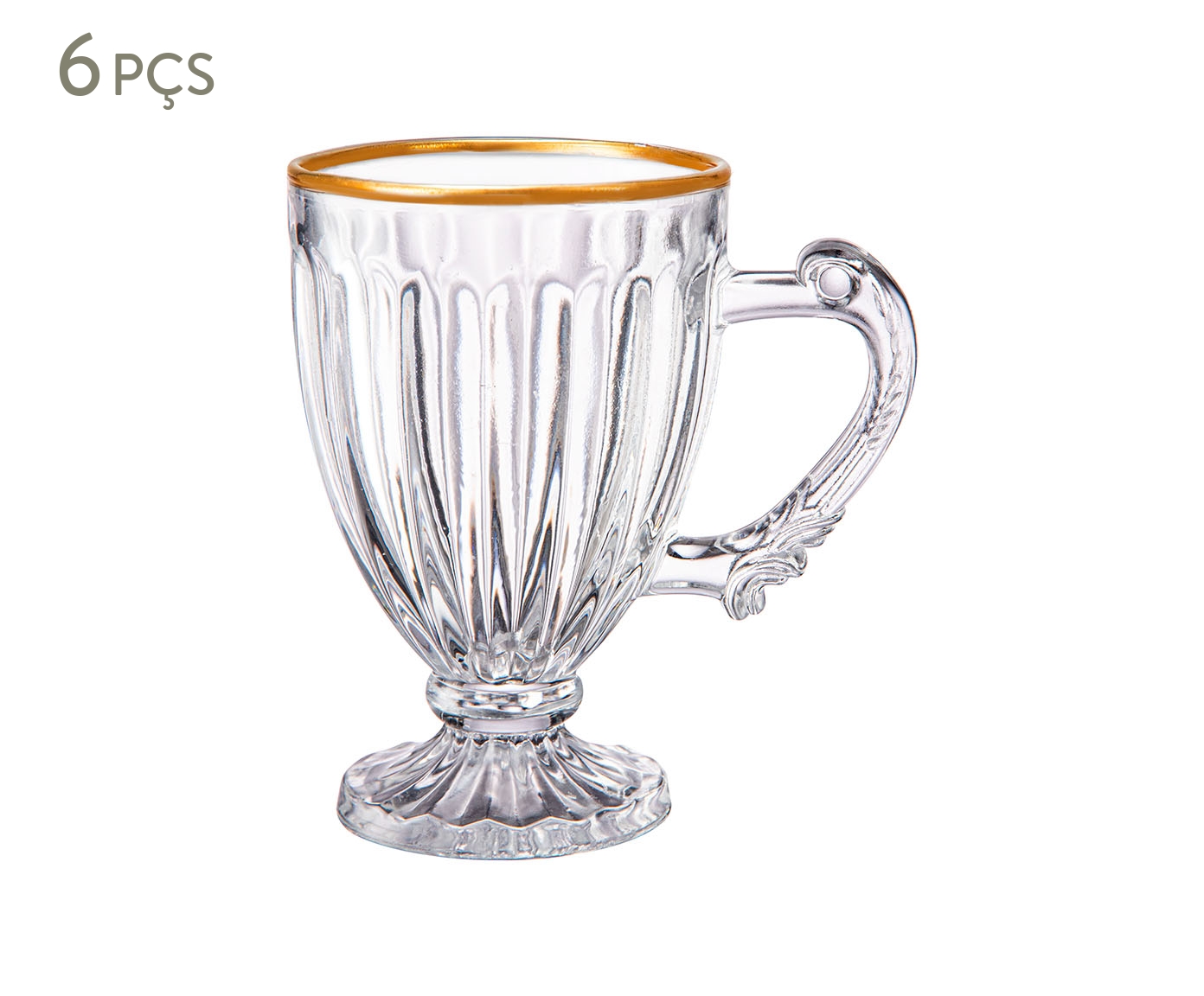 Jogo de X&iacute;caras para Ch&aacute; com Borda Dourada Coffe - image 0