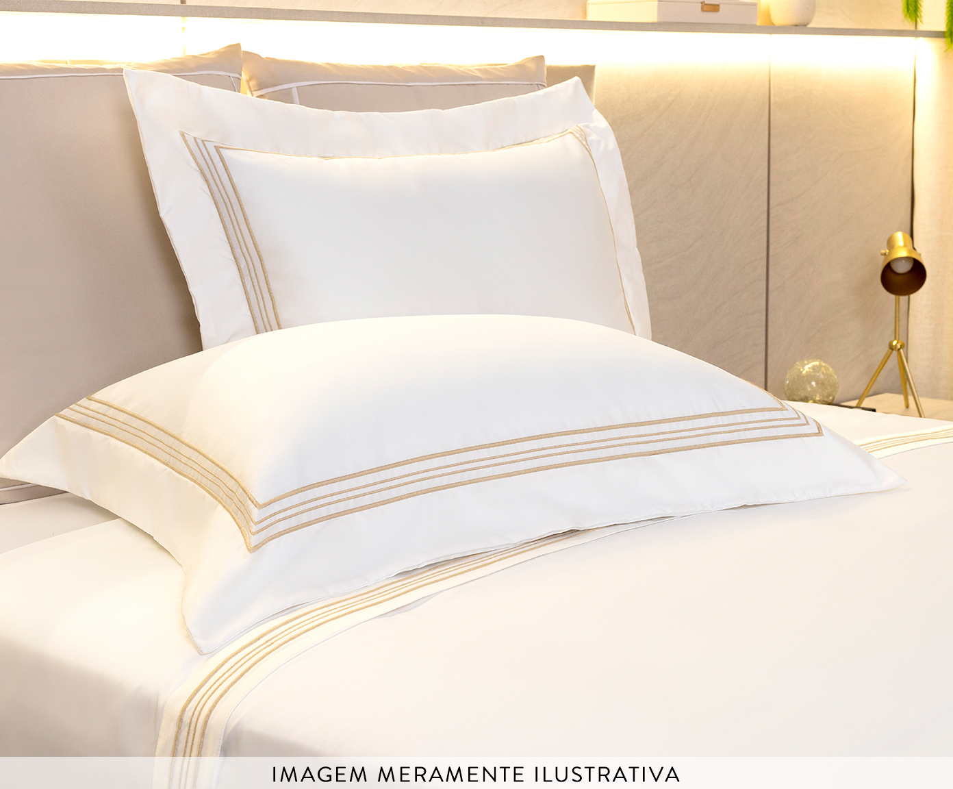 Jogo de cama Sofisticato - Branco/Bege image number 2