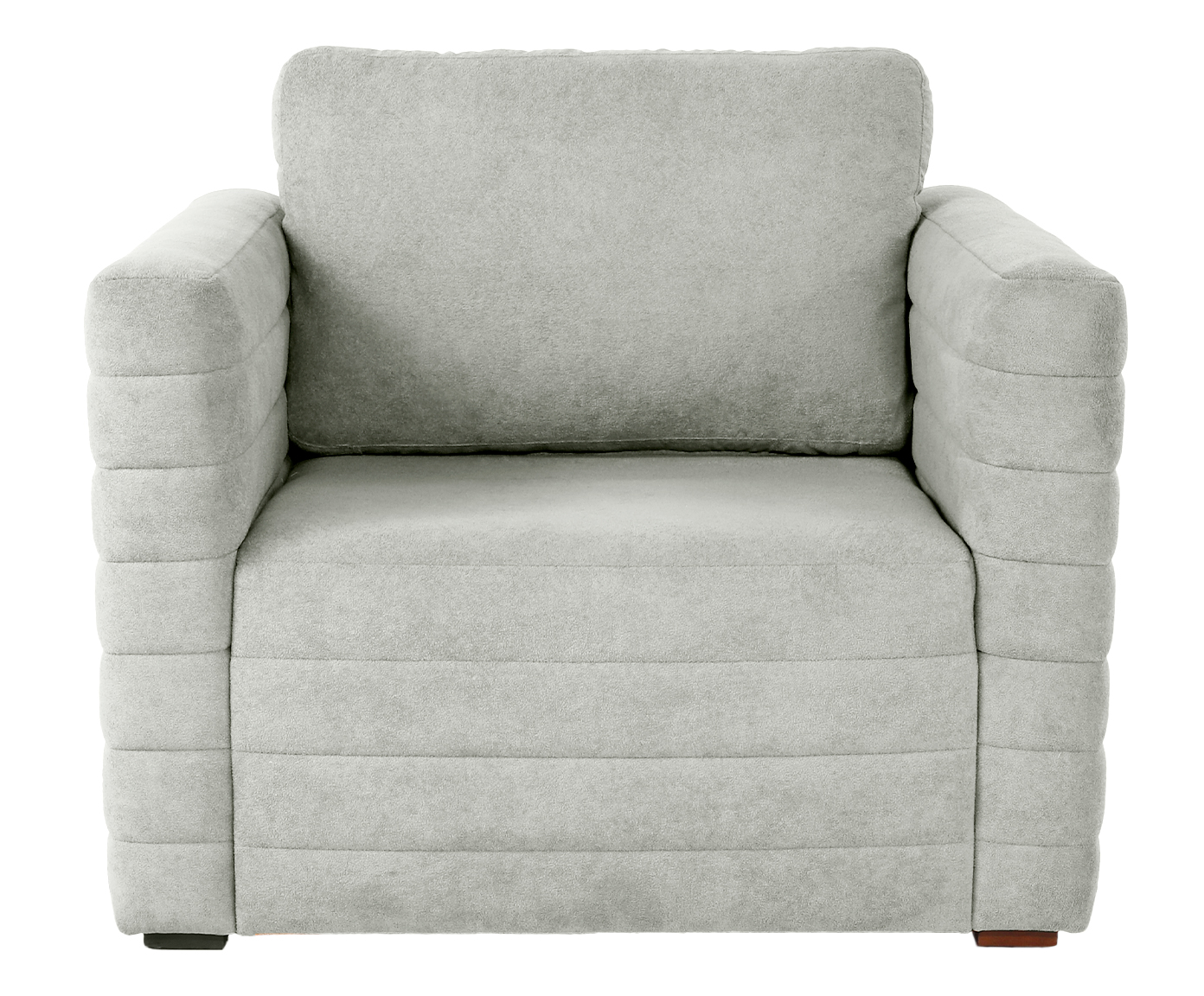 Poltrona com Puff Gom em Boucle aveludado - Cinza image number 2