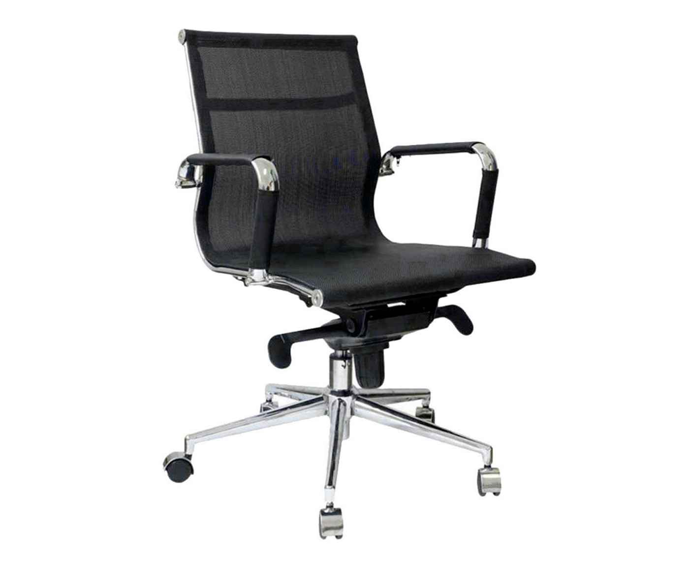 Cadeira Girat&oacute;ria com Rod&iacute;zios Office Eames Tela - Preto - image 0