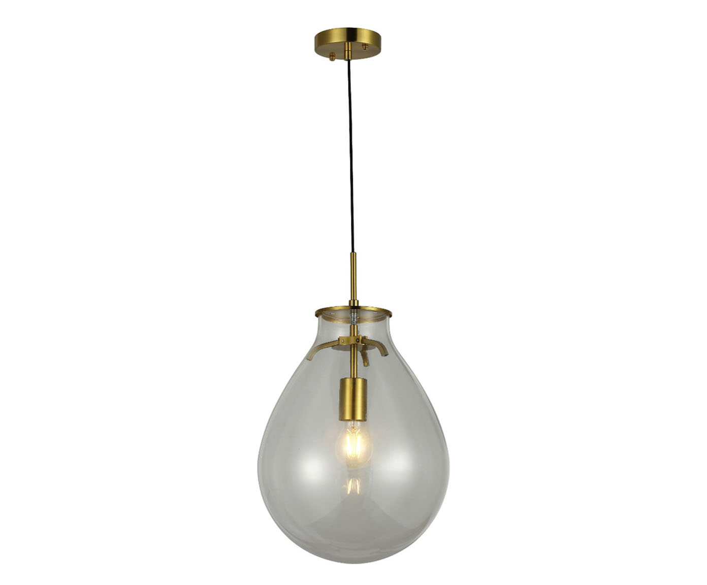 Pendente 40W Caju Transparente e Dourado Bivolt - image 1