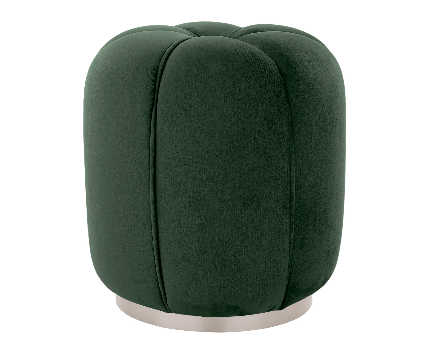 Puff Luna com Base Prateada em Veludo Verde - image 0