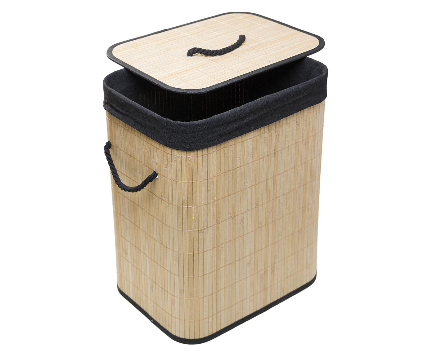 Cesto Para Lavanderia com Forro em Tecido Preto em Bambu image number 2