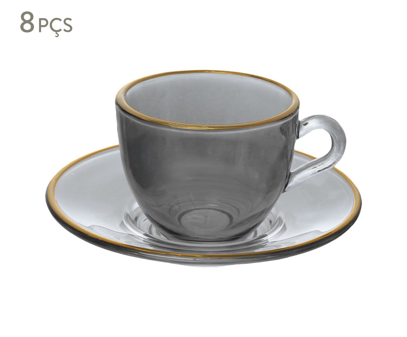 Jogo de X&iacute;caras para Caf&eacute; com Borda Dourarada Menfis Preta - image 0
