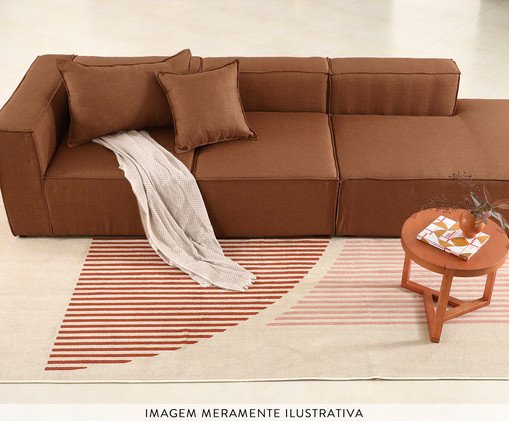 Sof&aacute; 3 M&oacute;dulos Encosto Parcial Direito Mensa Terracota - image 1