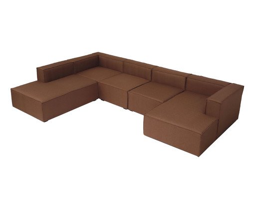 Sof&aacute; 5 M&oacute;dulos Chaise e Encosto Parcial Direito Mensa Terracota image number 3