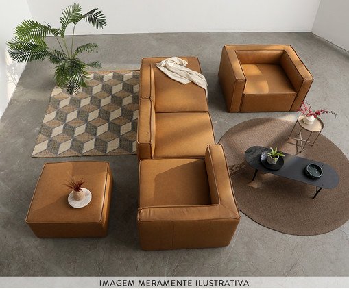 Sof&aacute; 3 M&oacute;dulos Enconsto Parcial Direito Mensa em Couro Caramelo image number 8