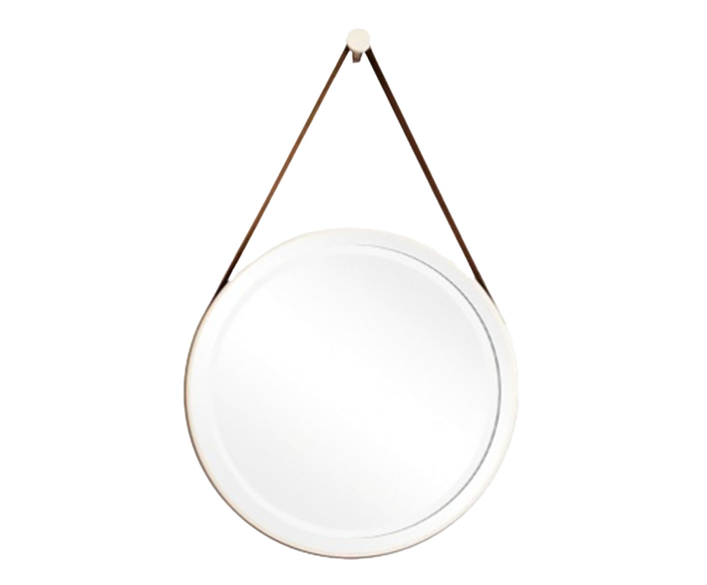 Espelho Adnet Branco com Al&ccedil;a em Corino Caramelo LED Amarelo - 40cm - image 0