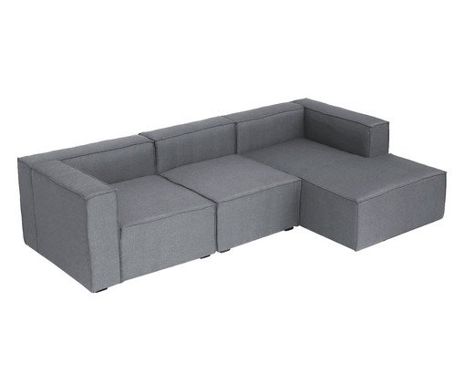 Sof&aacute; 3 M&oacute;dulos Chaise Direito Mensa Cinza Escuro image number 3