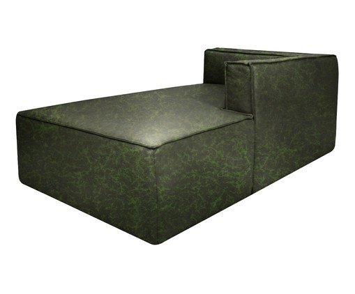 Sof&aacute; M&oacute;dulo Chaise Direito Mensa em Couro Verde image number 3