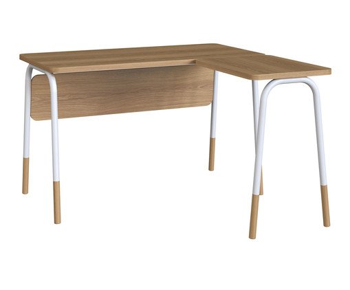 Mesa Escrivaninha Esta&ccedil;&atilde;o De Trabalho Em L Flexus - Hanover e Branco - image 1