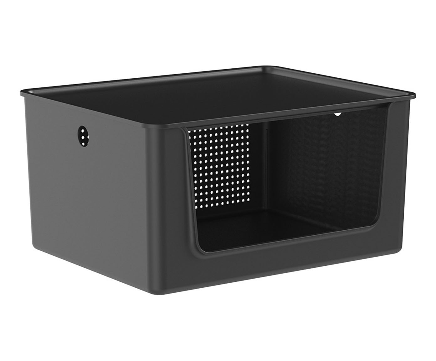 Cesto Flow com Tampa e Abertura Frontal - Preto Fechado - image 0