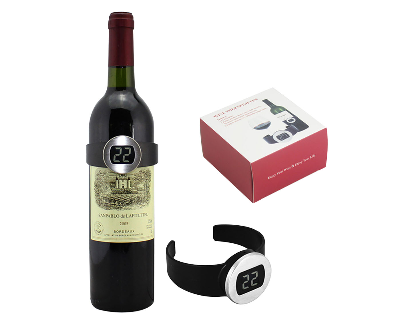 Termometro de Encaixe para Vinho em Inox Preta - image 1