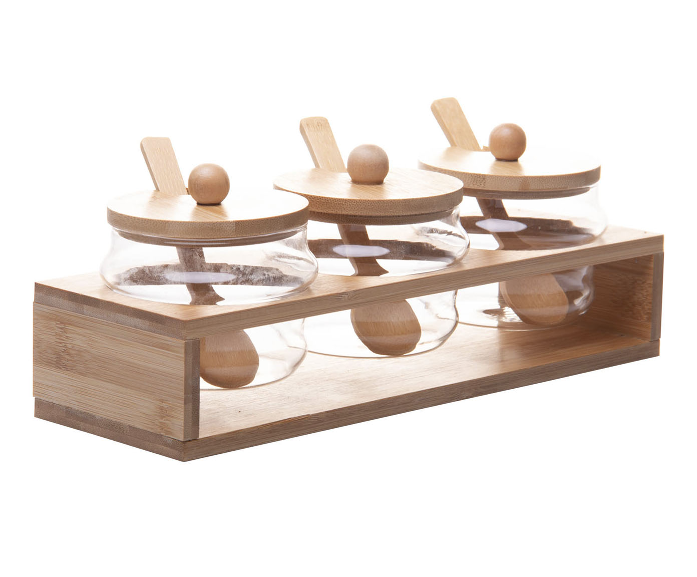 Jogo de Potes com Colher e Rack em Bambu - image 0