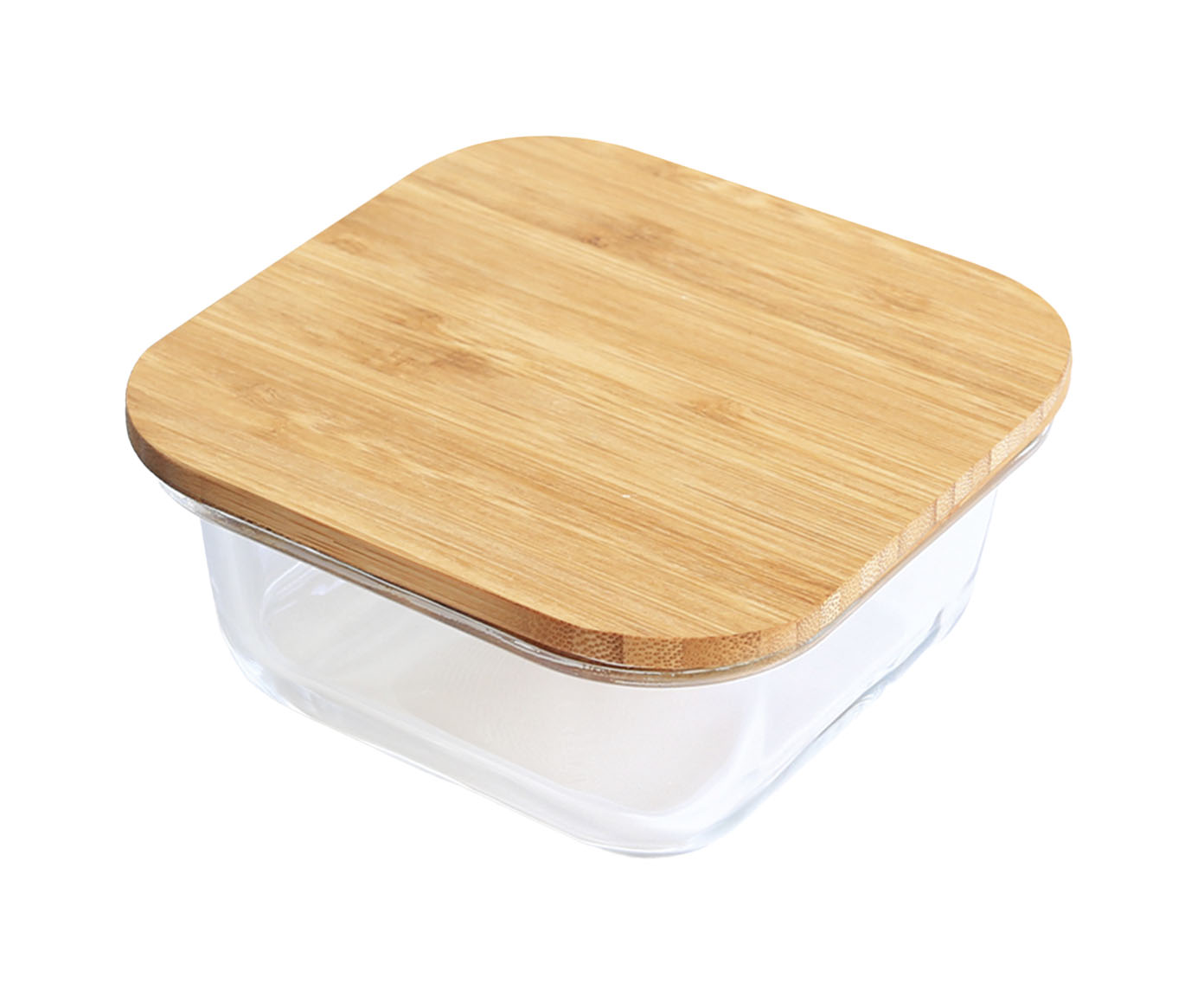 Pote Quadrado Tampa Flat Bambu - 500ml - image 0