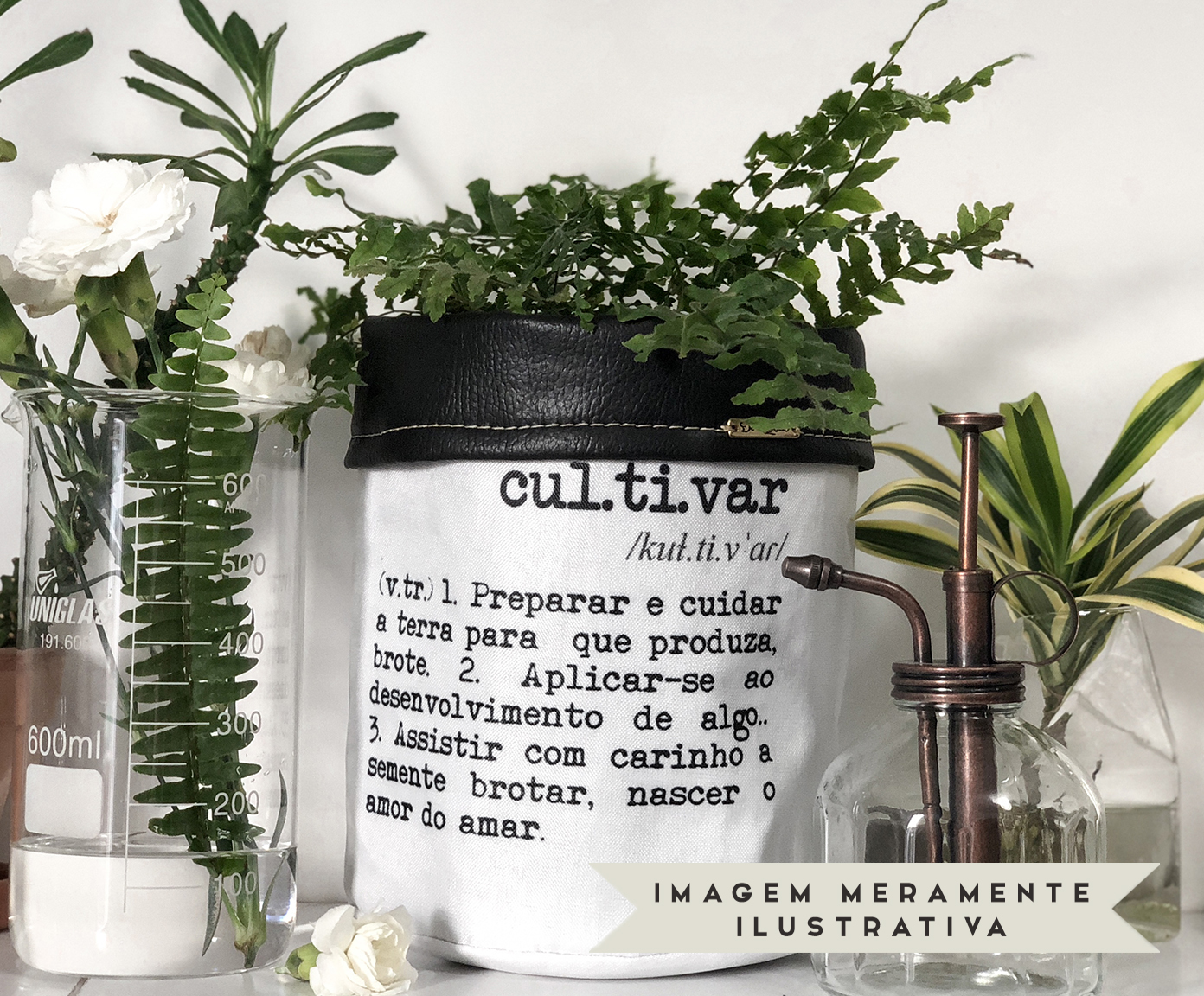 Cachepot em Couro Cultivar Preto e Branco - image 1