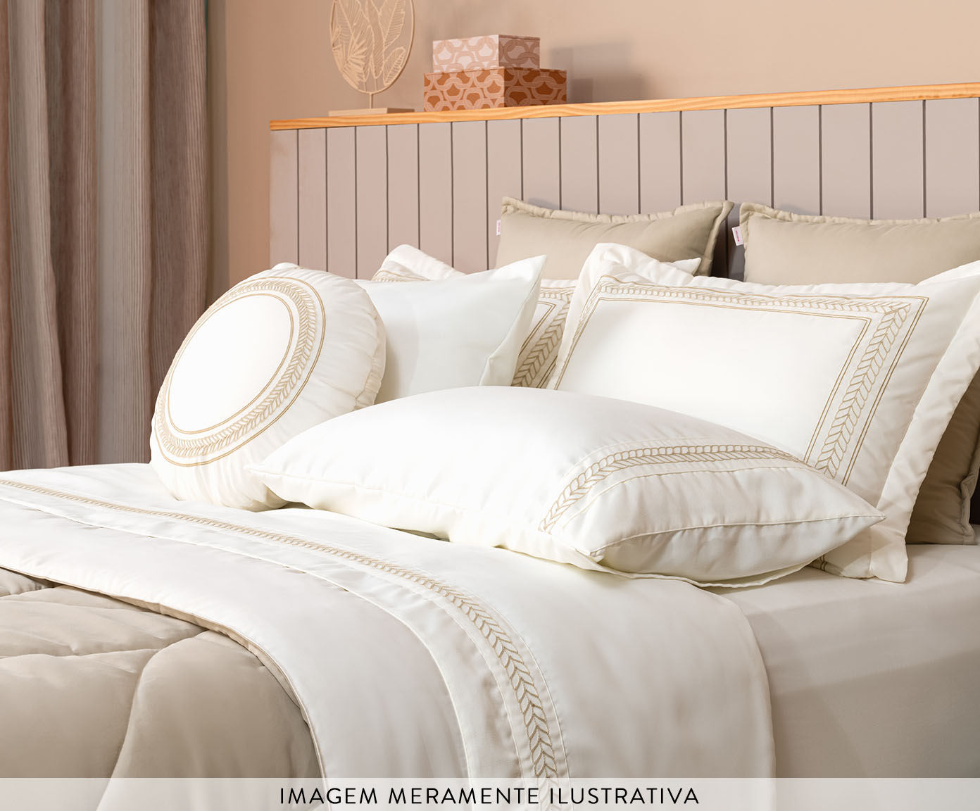 Jogo de Cobre-Leito Coordenado Marbella Dupla Face Bege image number 3