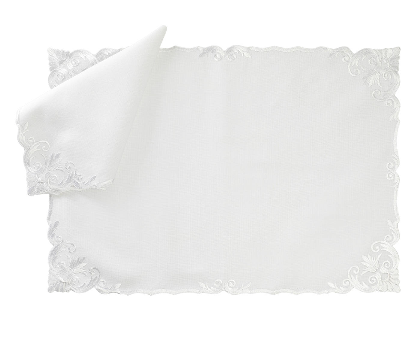 Jogo de Lugar Americano e Guardanapo Carani Branco - image 0